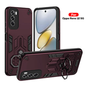 Oppo Reno 12 5G Armor knight Series Camera Protection 2 in 1 Shockproof Phone Cover with Kickstand