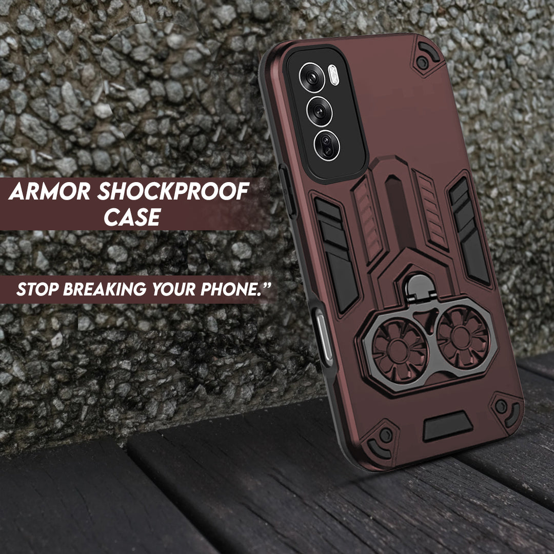 Oppo Reno 12 5G Armor knight Series Camera Protection 2 in 1 Shockproof Phone Cover with Kickstand