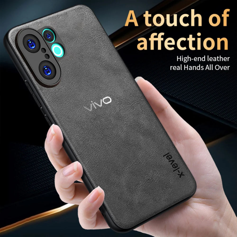 VIVO X200 FE 5G Business Style PU LEATHER PROTECTIVE BACK CASE WITH CAMERA PROTECTION