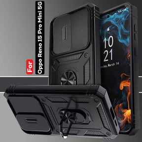 OPPO Reno15 Pro Mini 5G Armor Military-grade Case With Sliding Camera Cover & 360 Kickstand