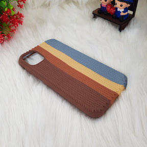 iPhone 12 Color Block Woven Pattern Silicon Case