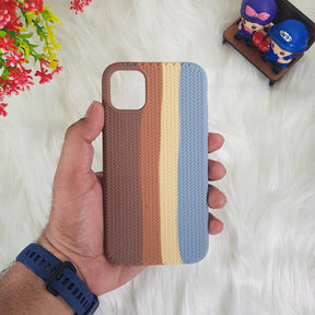 iPhone 11 Color Block Woven Pattern Silicon Case
