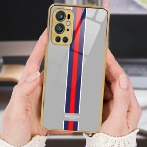 PhoneCases.Co.in- OnePlus 9 Pro Designer Pattern Glass Protective Case/Cover(grey-strip)