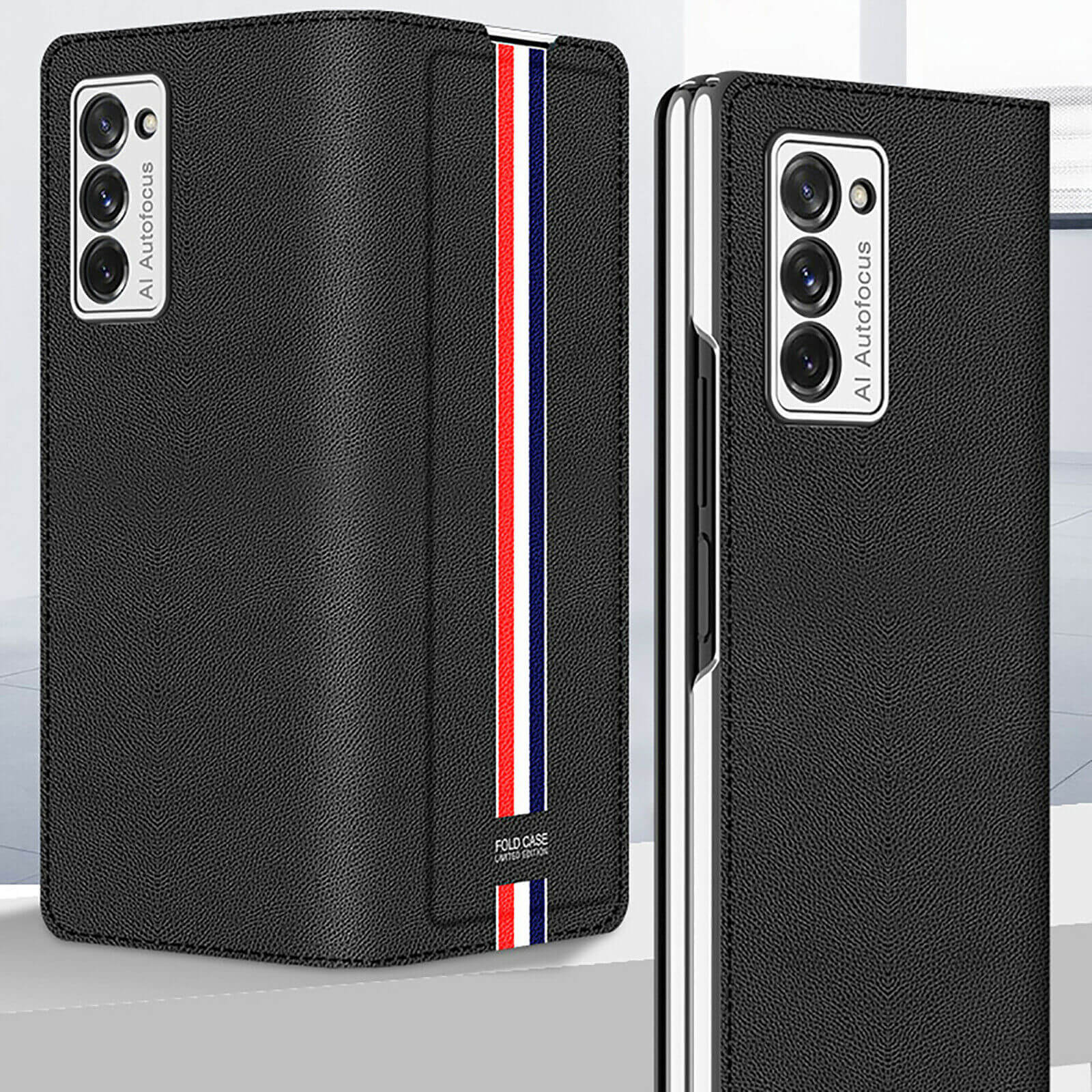 Galaxy Z Fold3 Luxury Leather Foldable Flip Case