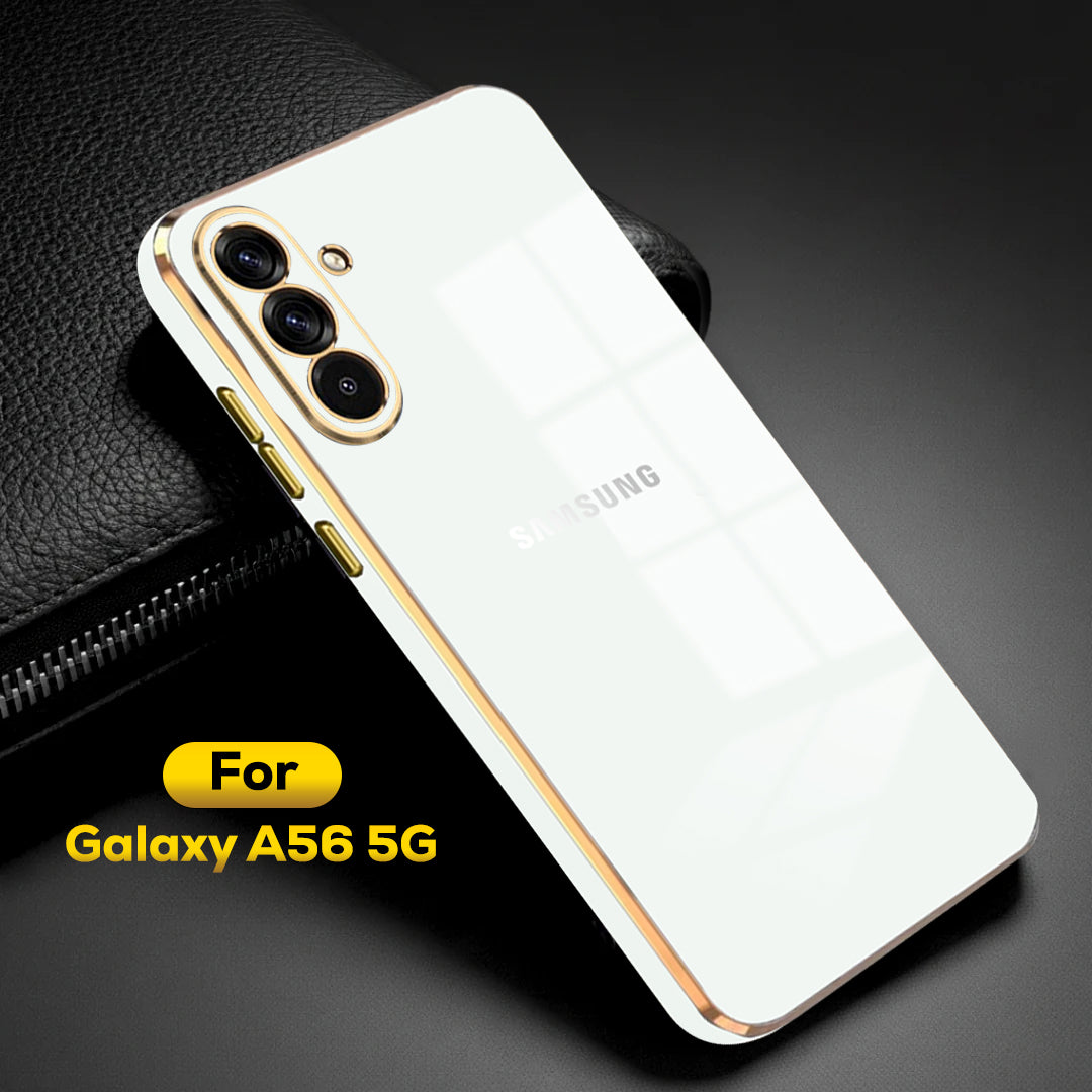 SAMSUNG GALAXY A56 5G ULTRA-SHINE GOLD ELECTROPLATED LUXURIOUS BACK CASE WITH CAMERA PROTECTION
