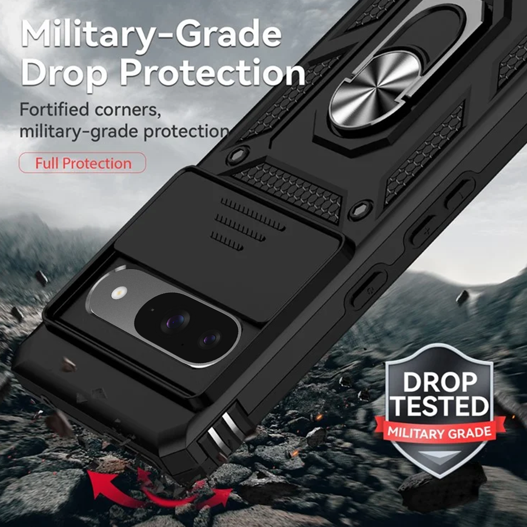 GOOGLE PIXEL 9 5G Armor Military-grade Case With Sliding Camera Cover & 360 Kickstand