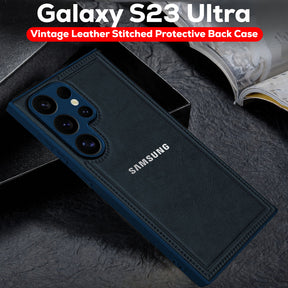 Samsung Galaxy S23 ULTRA 5G Vintage Leather Stitched Protective Back Case