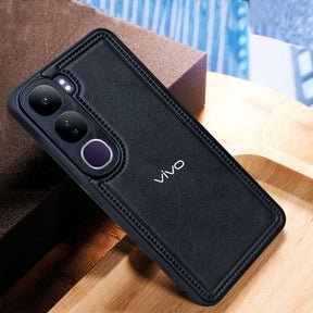 VIVO Y300 5G Vintage Leather Stitched Protective Back Case