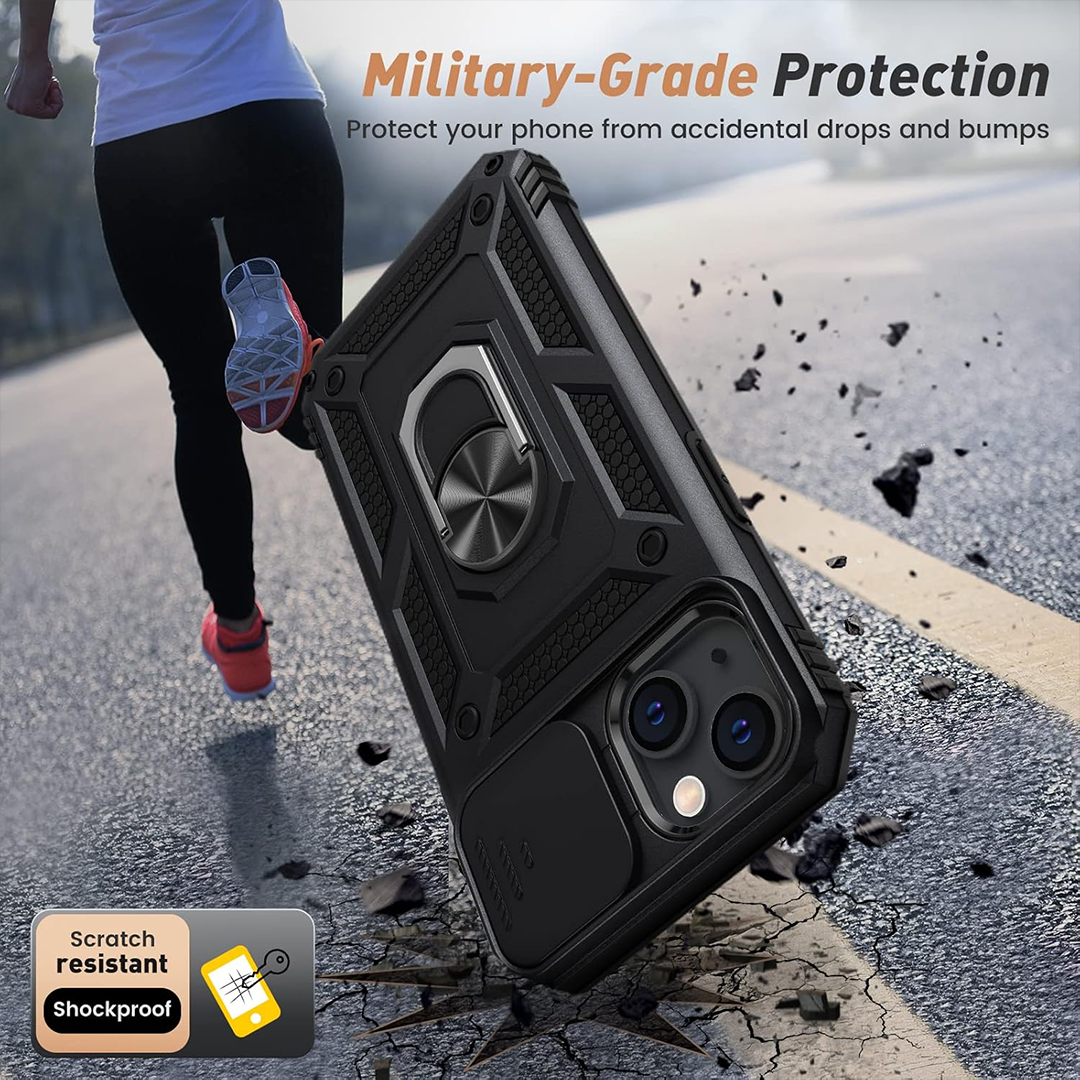 IPhone 14 5G Armor Military-grade Case With Sliding Camera Cover & 360 Kickstand