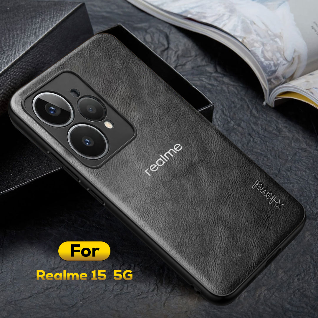 REALME 15 5G Business Style PU LEATHER PROTECTIVE BACK CASE WITH CAMERA PROTECTION