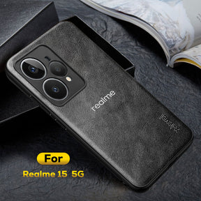 REALME 15 5G Business Style PU LEATHER PROTECTIVE BACK CASE WITH CAMERA PROTECTION