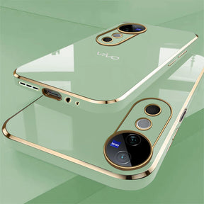 VIVO V40 5G ULTRA-SHINE GOLD ELECTROPLATED LUXURIOUS  BACK CASE WITH CAMERA PROTECTION