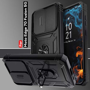 Motorola Edge 70 Fusion 5G Armor Military-grade Case With Sliding Camera Cover & 360 Kickstand
