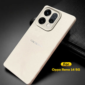 Oppo RENO 14 5G Solid Color Leather Texture Matte Phone Back Case