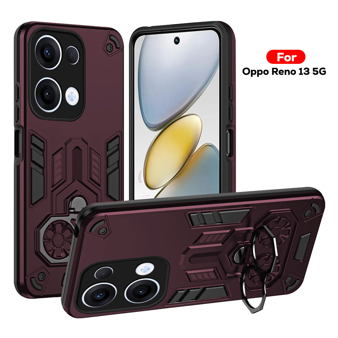Oppo Reno 13 5G Armor knight Series Camera Protection 2 in 1 Shockproof Phone Cover with Kickstand