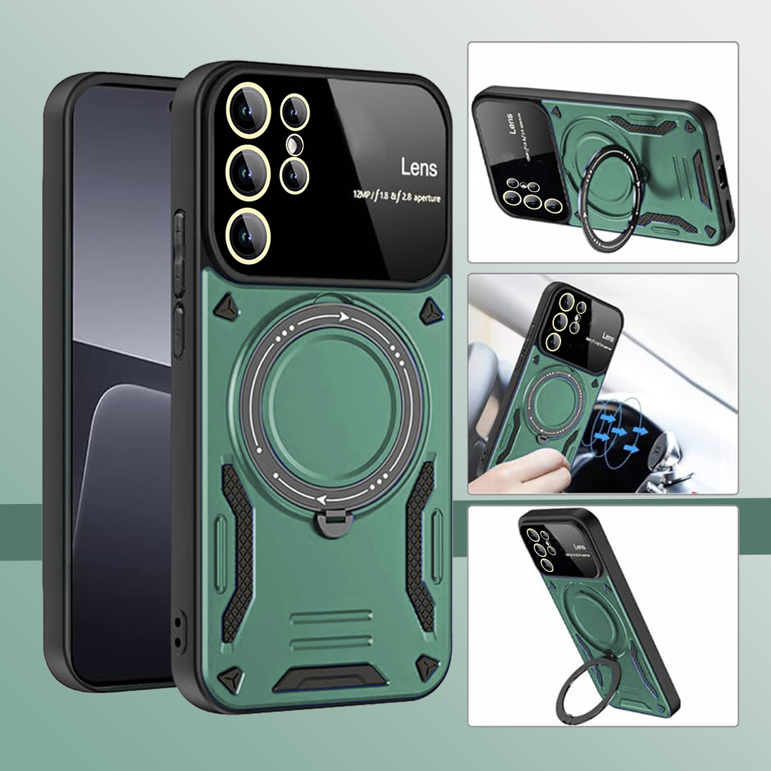SAMSUNG GALAXY S25 Ultra 5G Heavy Duty Rugged Shockproof Camera Lens Protector Phone Cover with Kickstand
