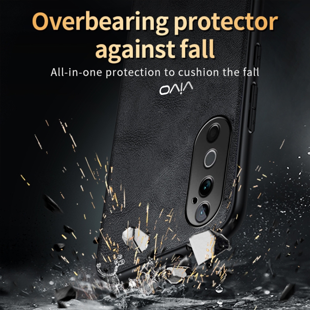 VIVO V40 5G Business Style PU LEATHER PROTECTIVE BACK CASE WITH CAMERA PROTECTION
