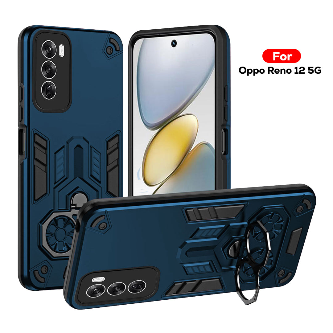 Oppo Reno 12 5G Armor knight Series Camera Protection 2 in 1 Shockproof Phone Cover with Kickstand
