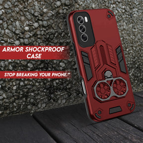 Oppo Reno 12 5G Armor knight Series Camera Protection 2 in 1 Shockproof Phone Cover with Kickstand