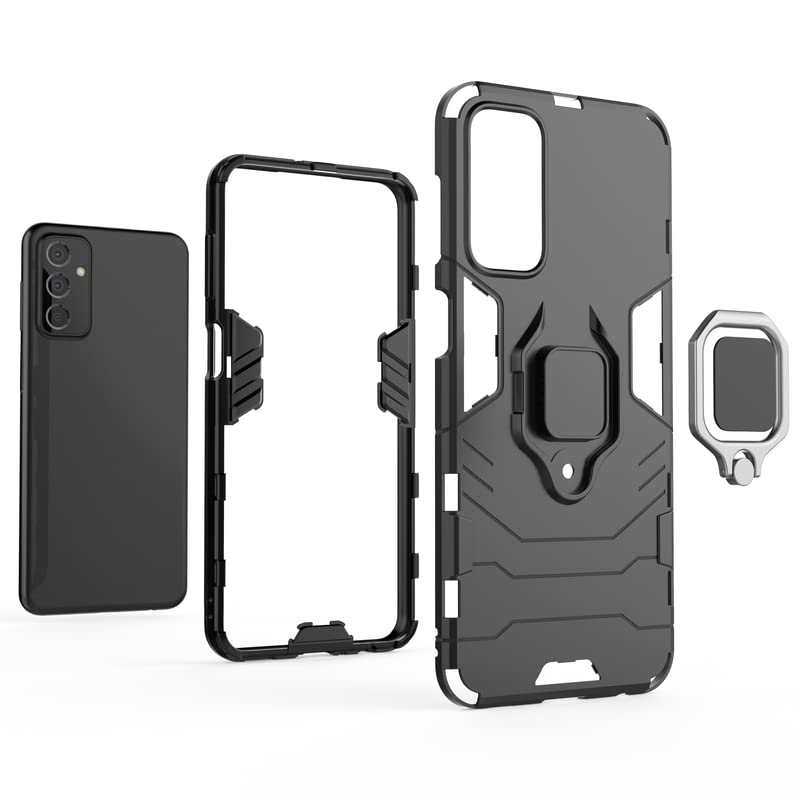 Galaxy F23 Black Panther Metal Bracket Shockproof Protective Back Case