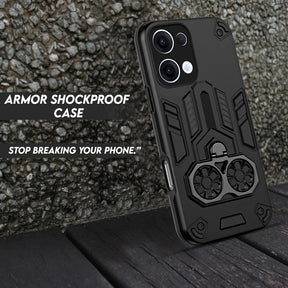 Oppo Reno 13 5G Armor knight Series Camera Protection 2 in 1 Shockproof Phone Cover with Kickstand