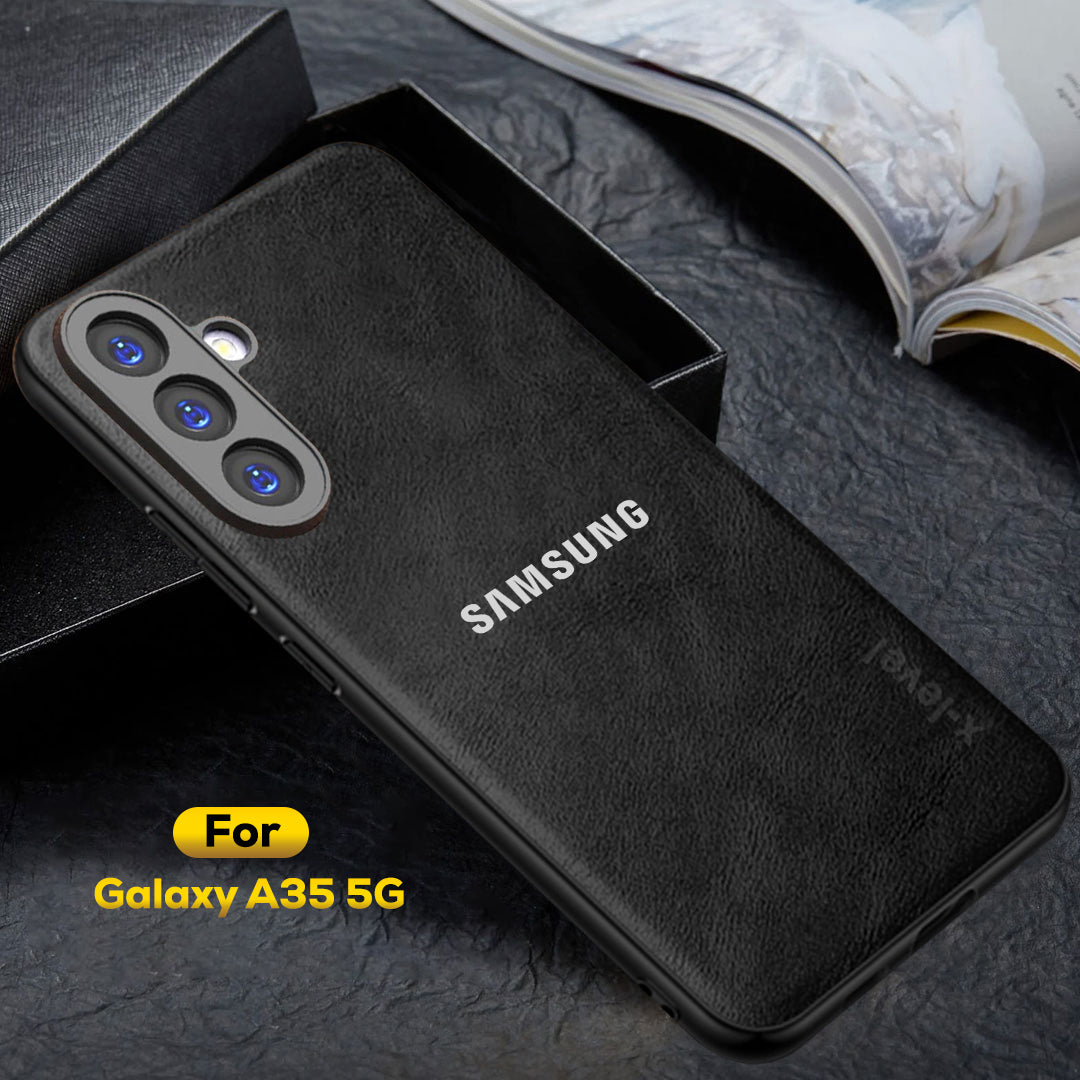 GALAXY A35 5G Business Style PU LEATHER PROTECTIVE BACK CASE WITH CAMERA PROTECTION