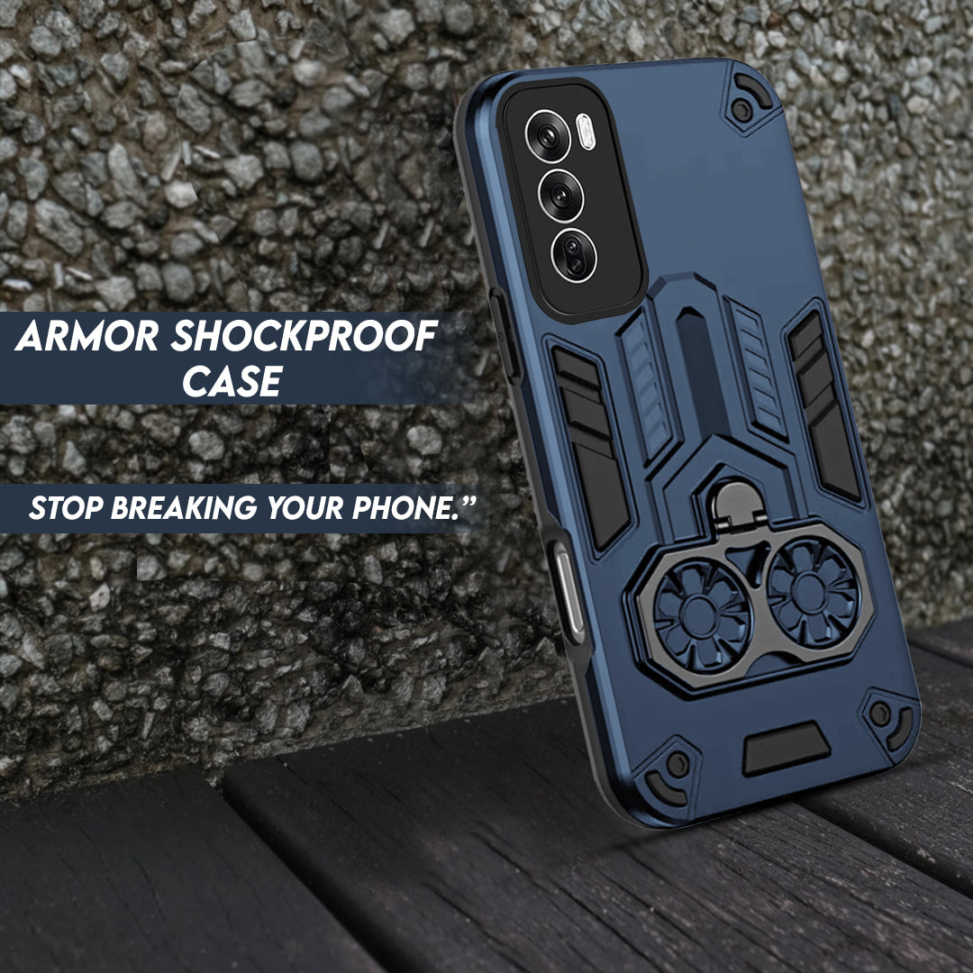 Oppo Reno 12 5G Armor knight Series Camera Protection 2 in 1 Shockproof Phone Cover with Kickstand