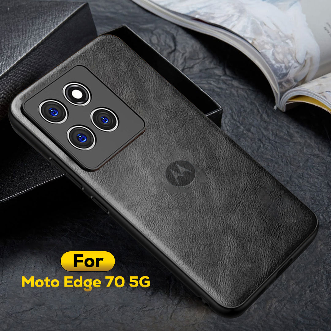 MOTOROLA EDGE 70 5G Business LEATHER BACK CASE WITH CAMERA PROTECTION WITH IMPOSED MOTO LOGO