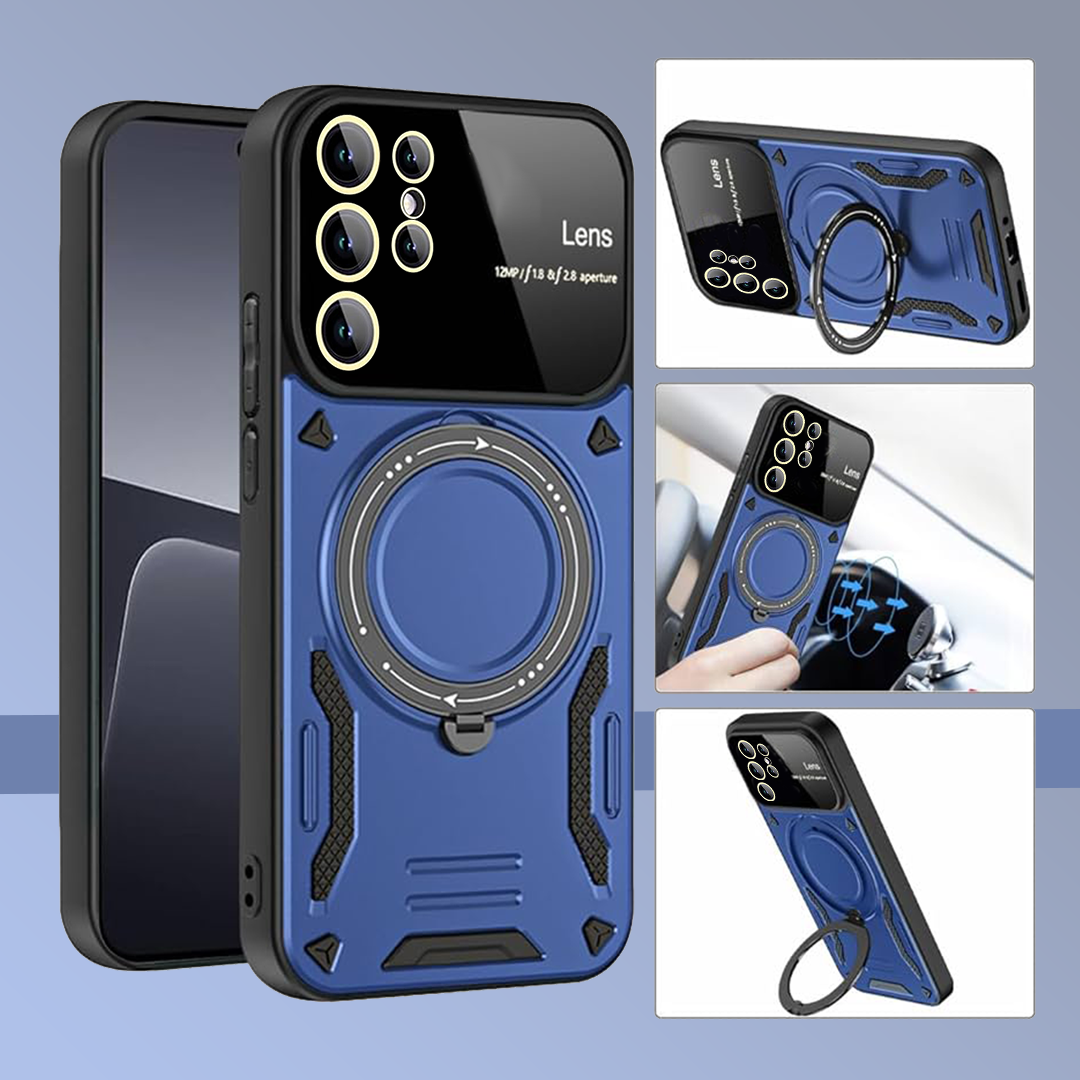 SAMSUNG GALAXY S25 Ultra 5G Heavy Duty Rugged Shockproof Camera Lens Protector Phone Cover with Kickstand