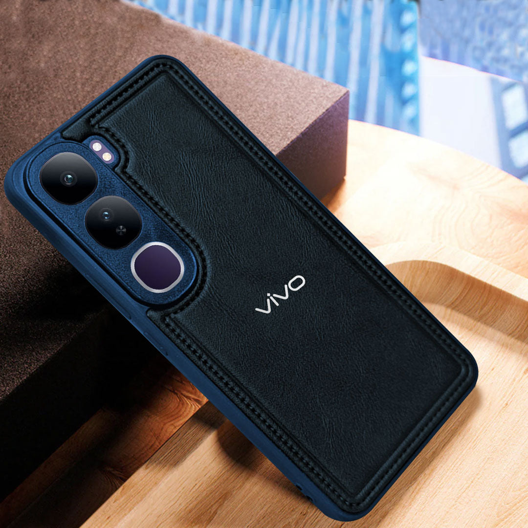 VIVO Y300 5G Vintage Leather Stitched Protective Back Case