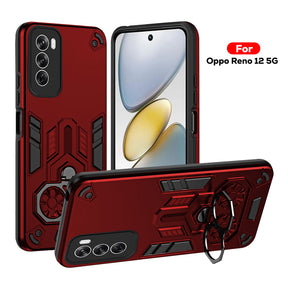 Oppo Reno 12 5G Armor knight Series Camera Protection 2 in 1 Shockproof Phone Cover with Kickstand