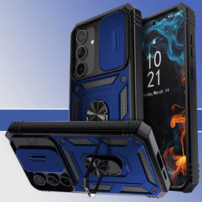 Galaxy A35 5g Armor Case with Slide Camera Cover[Military Grade 16ft. Drop Tested] Magnetic Ring Kickstand Protective Phone Case