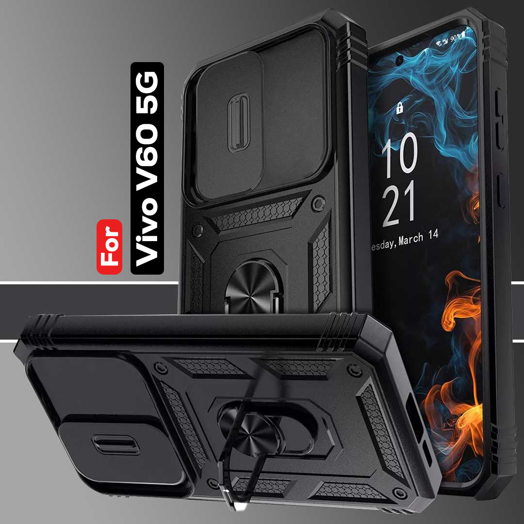 VIVO V60 5G Armor Military-grade Case With Sliding Camera Cover & 360 Kickstand