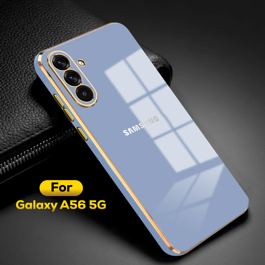 SAMSUNG GALAXY A56 5G ULTRA-SHINE GOLD ELECTROPLATED LUXURIOUS BACK CASE WITH CAMERA PROTECTION