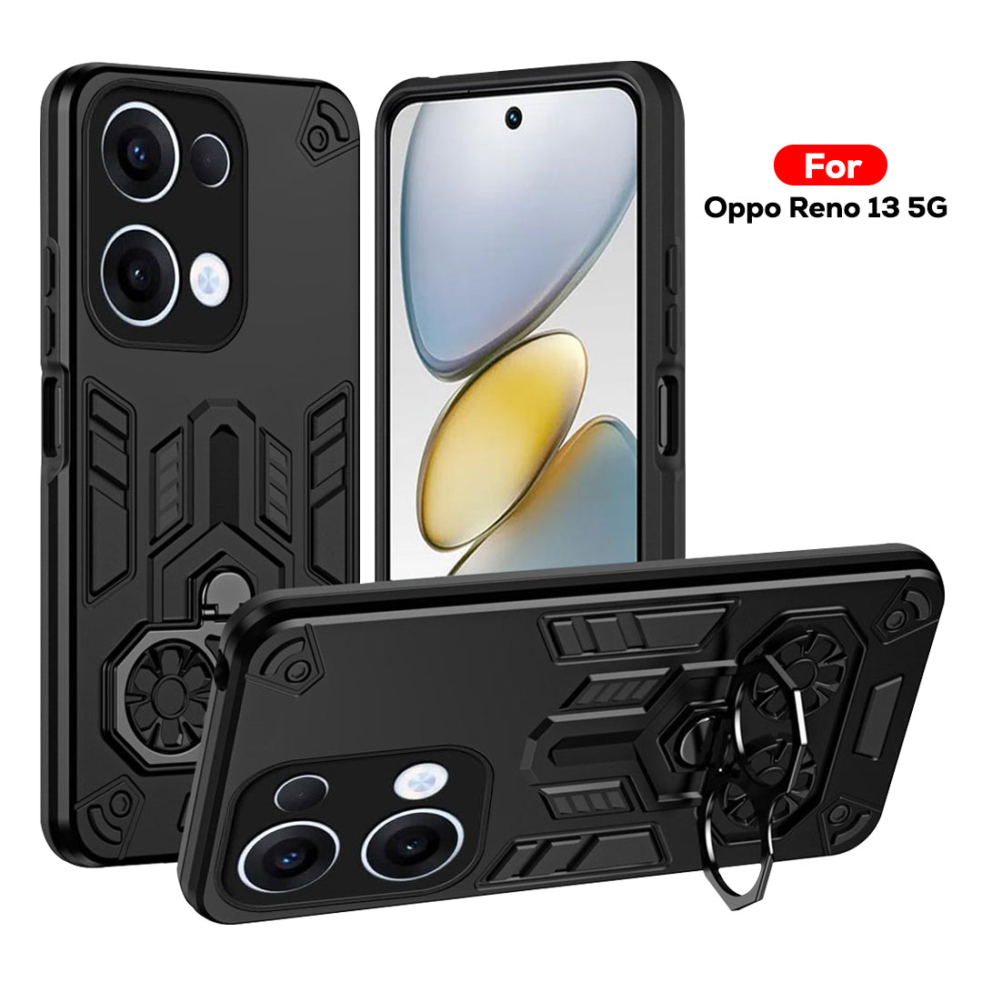 Oppo Reno 13 5G Armor knight Series Camera Protection 2 in 1 Shockproof Phone Cover with Kickstand