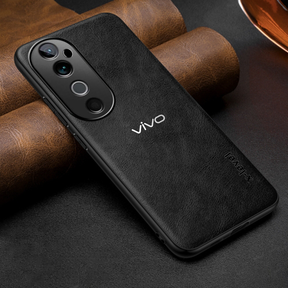 VIVO V40 5G Business Style PU LEATHER PROTECTIVE BACK CASE WITH CAMERA PROTECTION