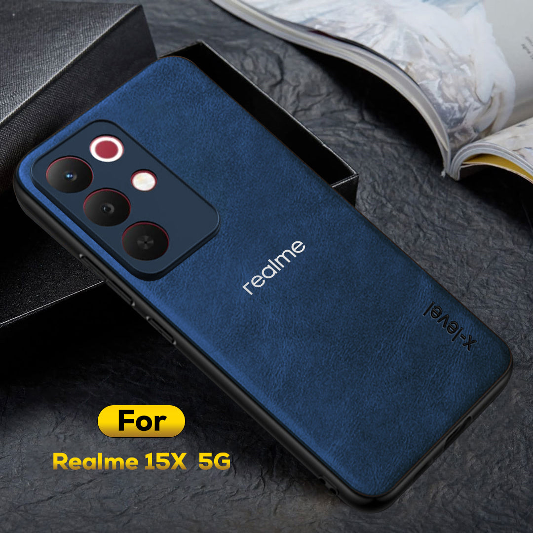 REALME 15X 5G Business Style PU LEATHER PROTECTIVE BACK CASE WITH CAMERA PROTECTION