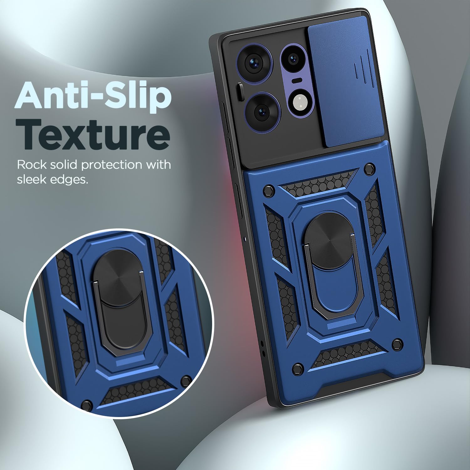 Motorola Edge 50 Pro 5G Armor Military-grade Case With Sliding Camera Cover & 360 Kickstand