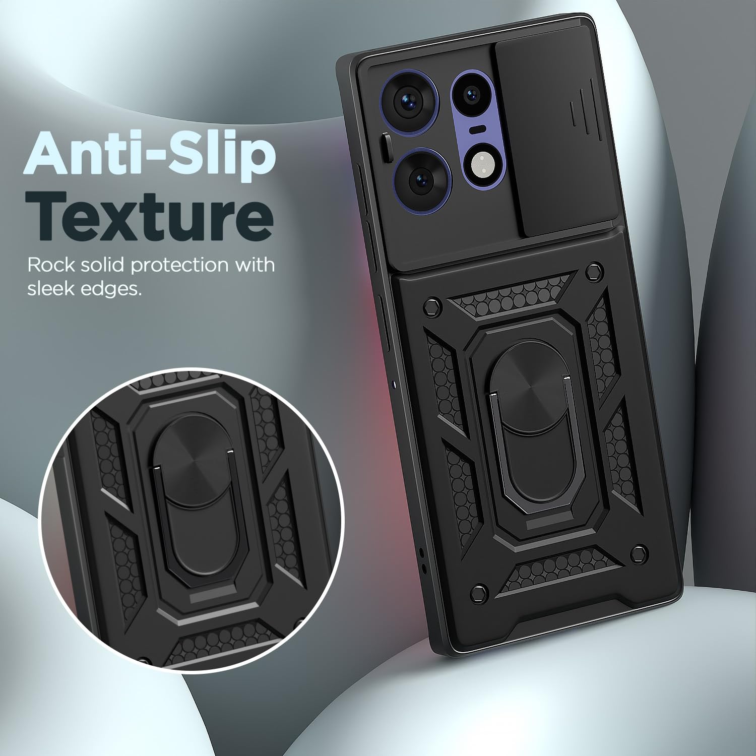 Motorola Edge 50 Pro 5G Armor Military-grade Case With Sliding Camera Cover & 360 Kickstand