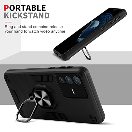 Oppo Reno 6 5G Black Panther Metal Bracket Shockproof Protective Back Case