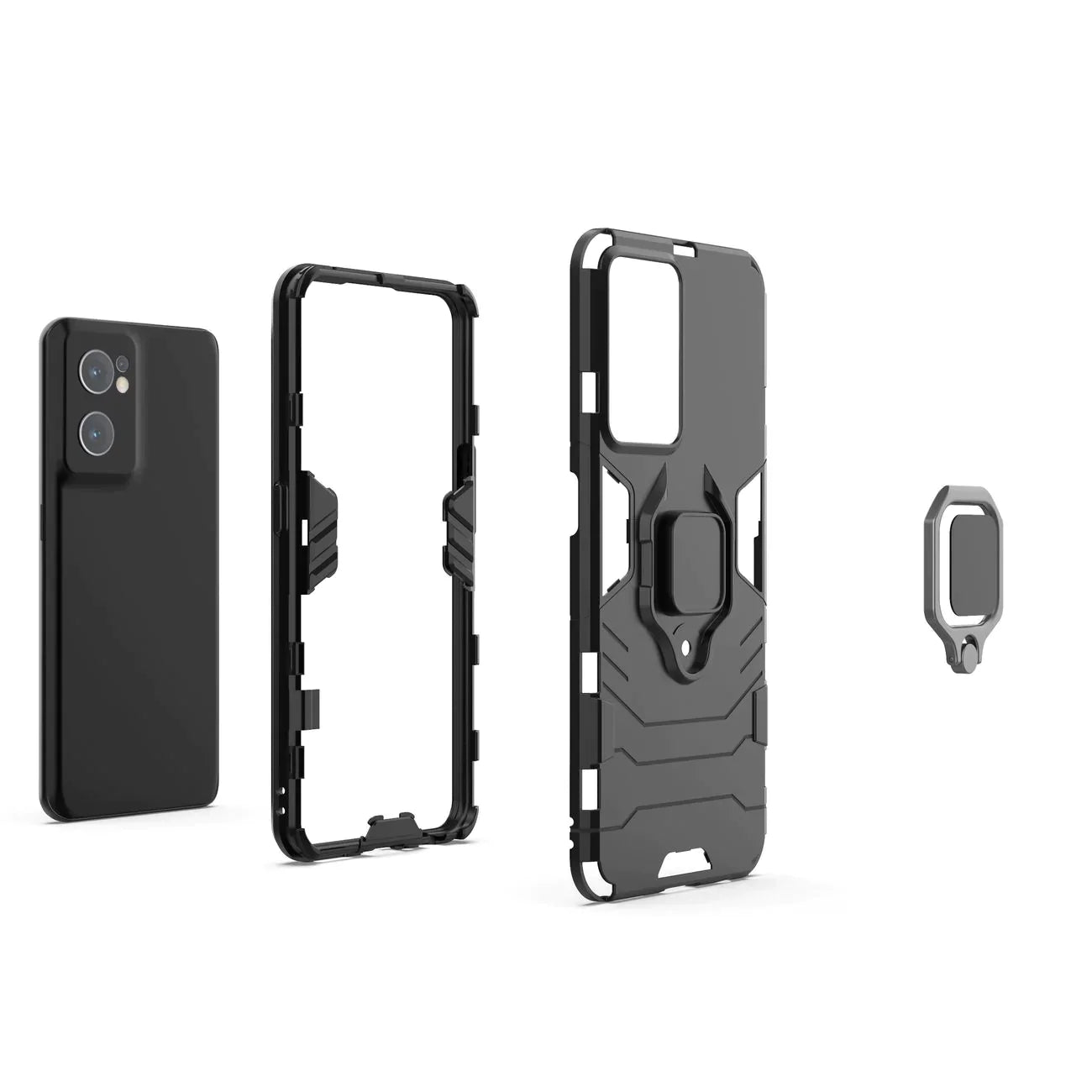 OnePlus Nord 2T 5G Black Panther Metal Bracket Shockproof Protective Back Case