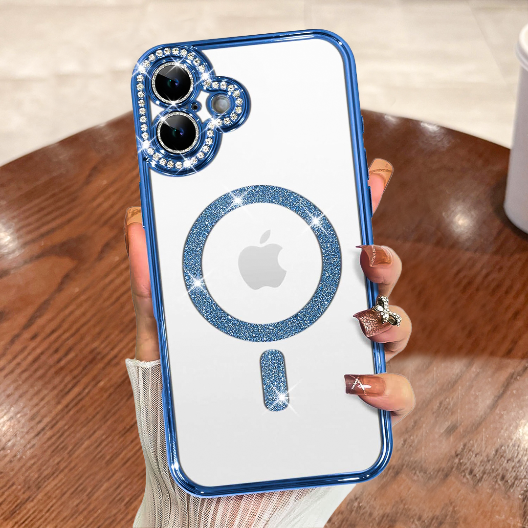 IPHONE 16 5G Diamond Gradient Plated MagSafe TPU With Camera Lens Protection Phone Case