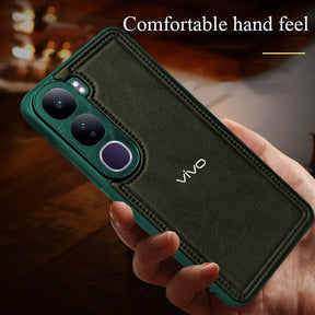 VIVO Y300 5G Vintage Leather Stitched Protective Back Case