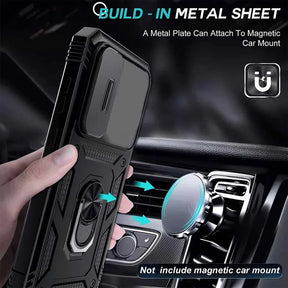 VIVO Y300 5G Armor Case with Slide Camera Cover[Military Grade 16ft. Drop Tested] Magnetic Ring Kickstand Protective Phone Case