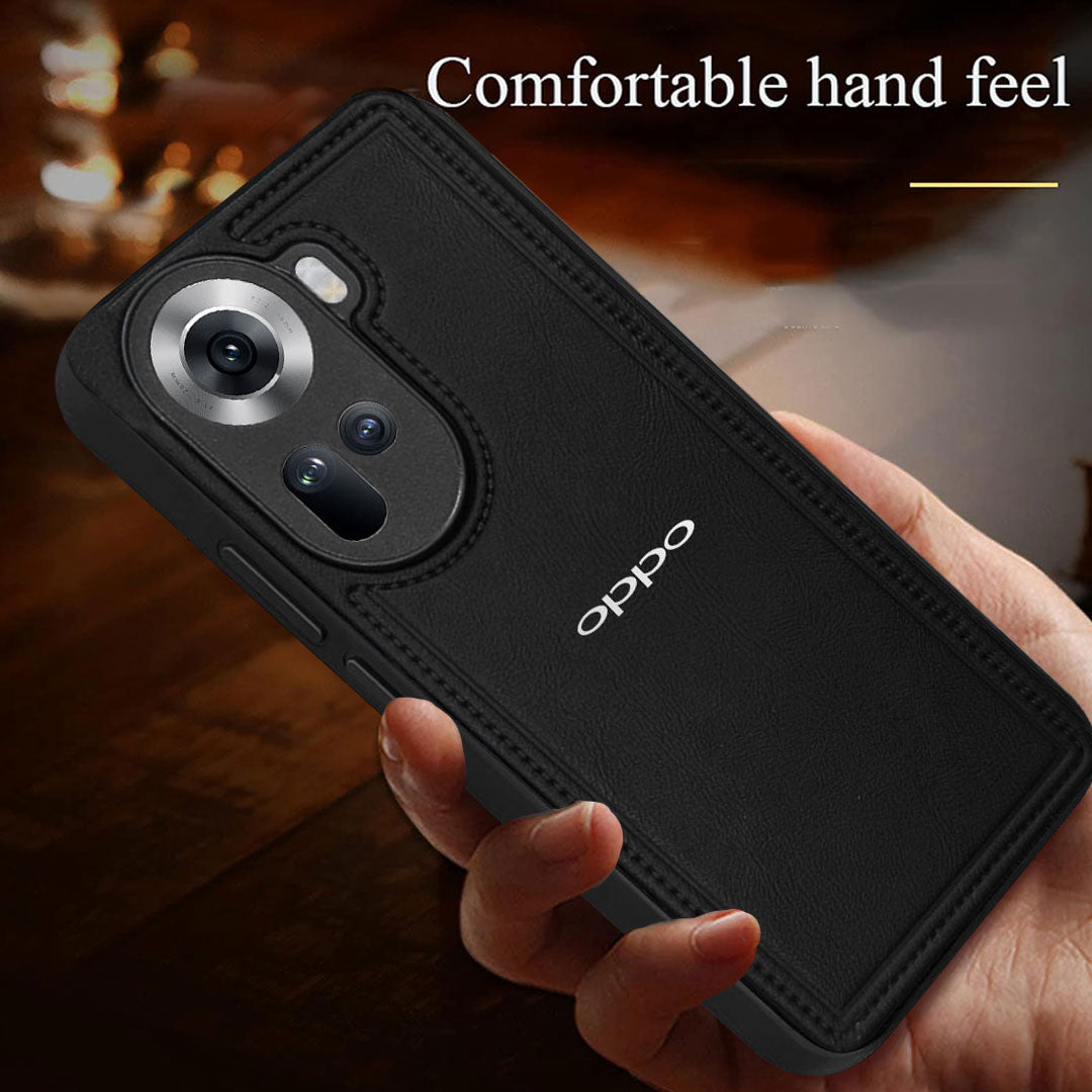OPPO RENO 11 5G Vintage Leather Stitched Protective Back Case
