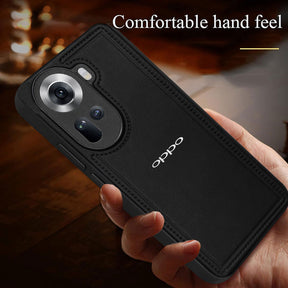 OPPO RENO 11 5G Vintage Leather Stitched Protective Back Case