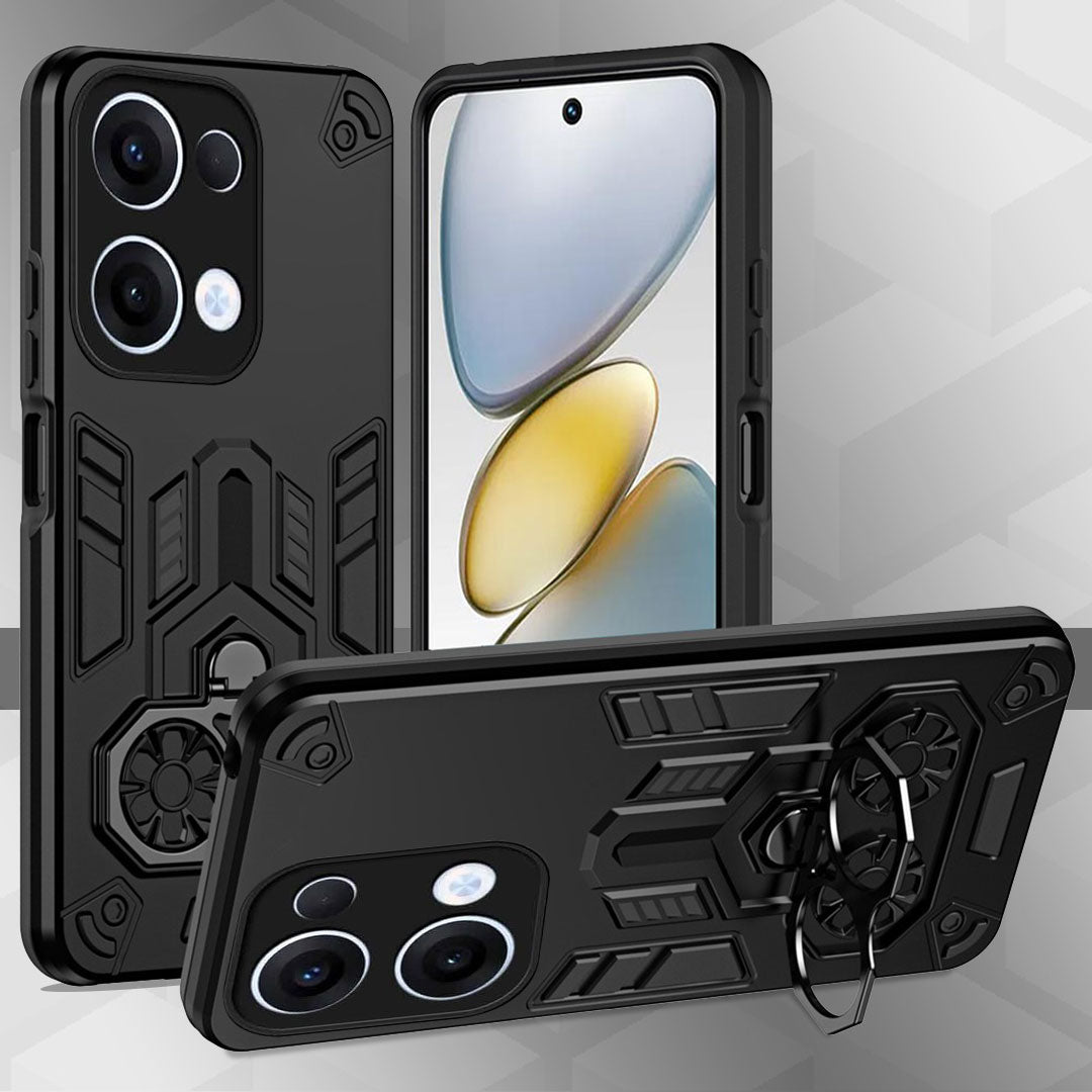 Oppo Reno 13 5G Armor knight Series Camera Protection 2 in 1 Shockproof Phone Cover with Kickstand