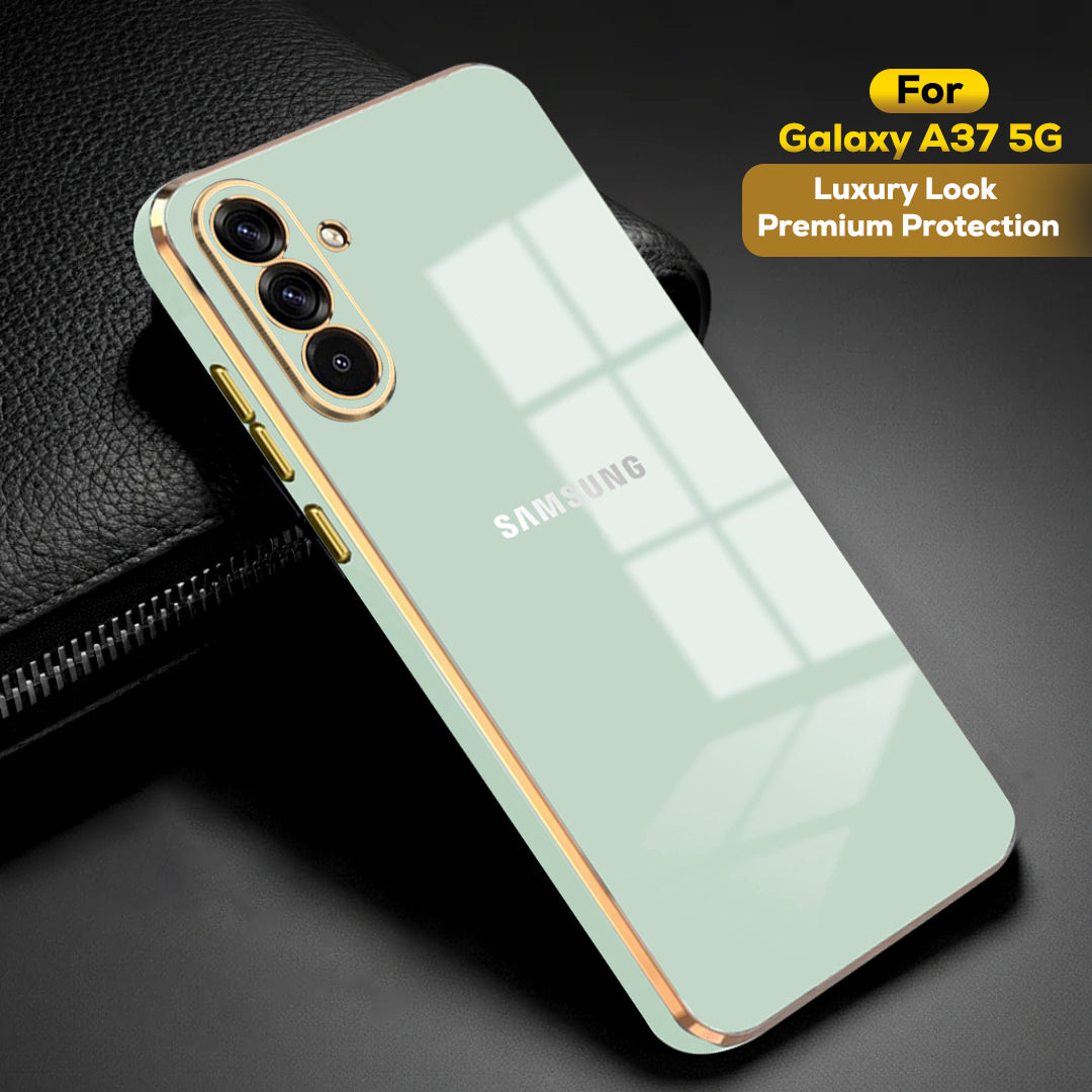 SAMSUNG GALAXY A37 5G ULTRA-SHINE GOLD ELECTROPLATED LUXURIOUS BACK CASE WITH CAMERA PROTECTION