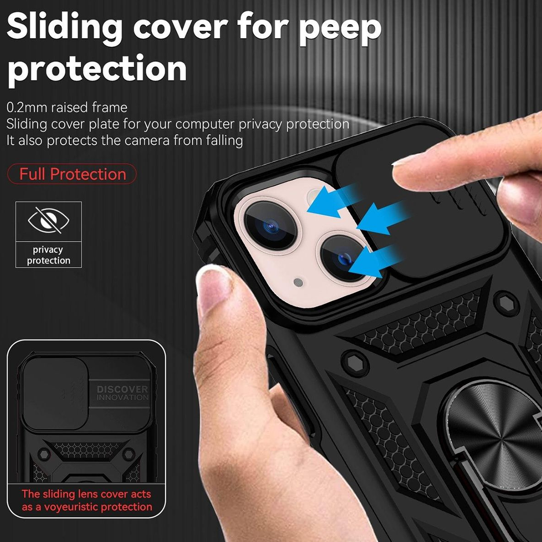 IPhone 14 5G Armor Military-grade Case With Sliding Camera Cover & 360 Kickstand
