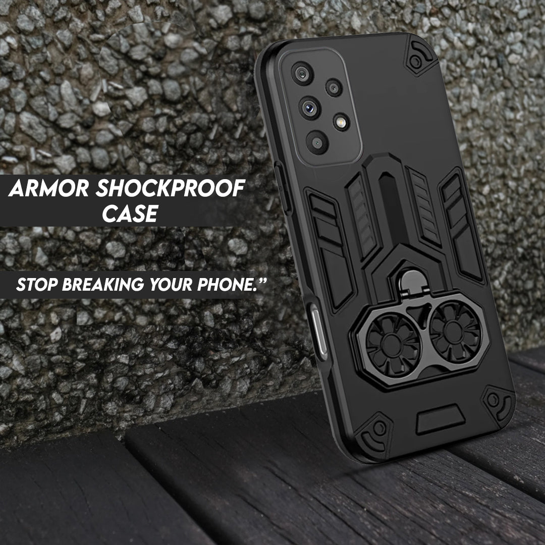 Samsung Galaxy A73 5G Armor knight Series Camera Protection 2 in 1 Shockproof Phone Cover with Kickstand